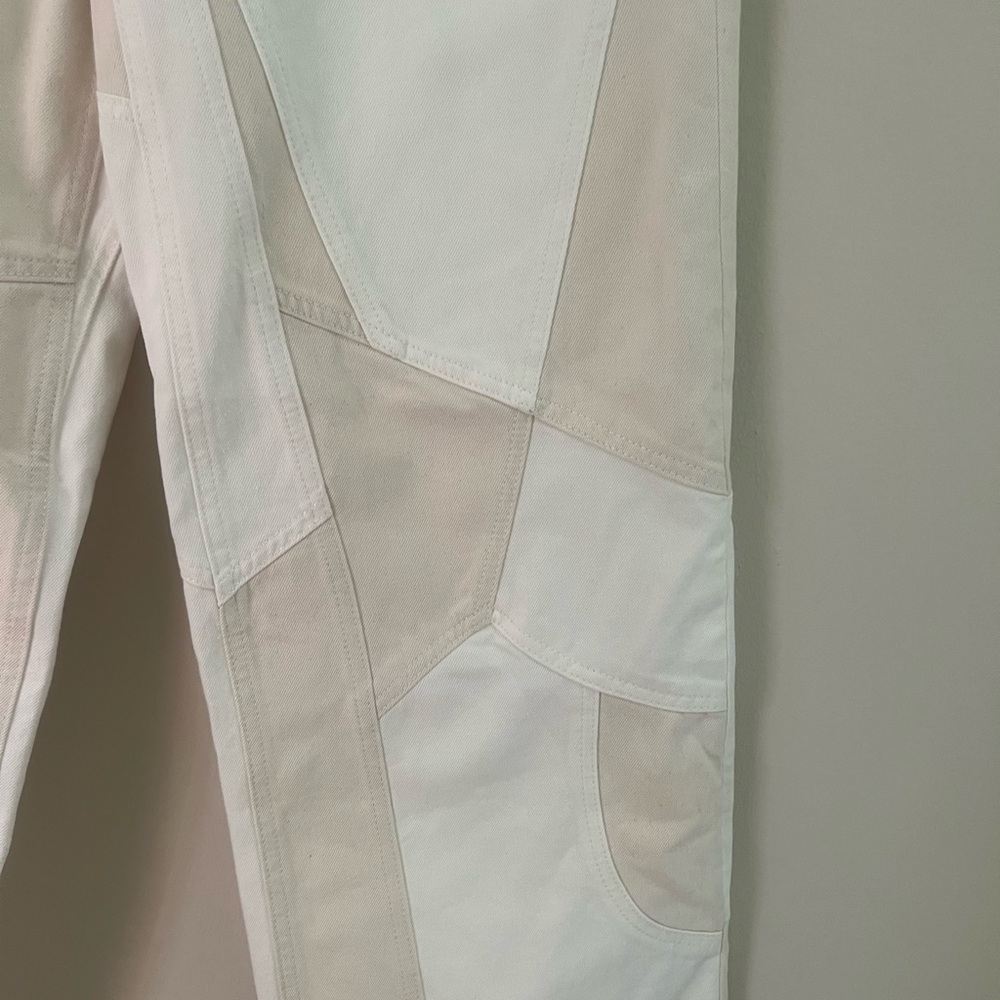 Zara woman’s Patchwork Wide-Leg Pants in Cream and White - Picture 8 of 12